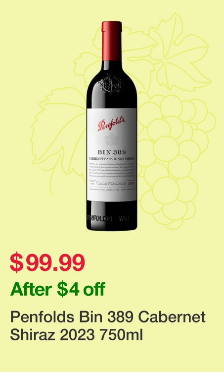 Penfolds Bin 389 Cabernet Shiraz 2023 750ml