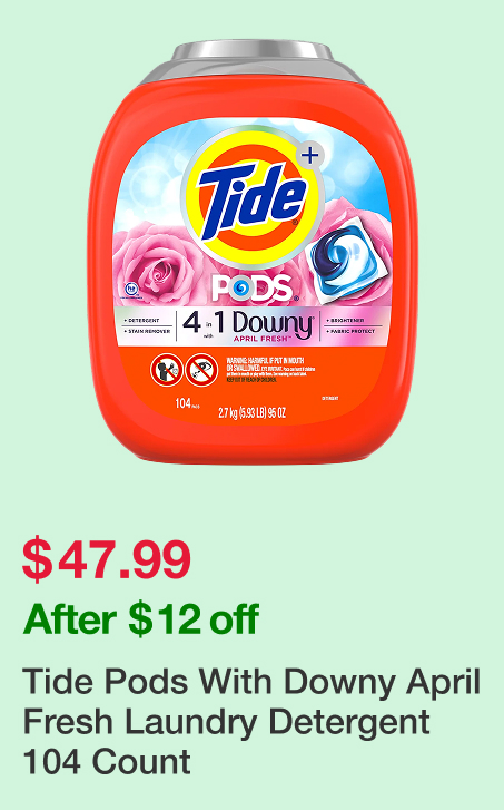 Tide Pods With Downy April Fresh Laundry Detergent 104 Count