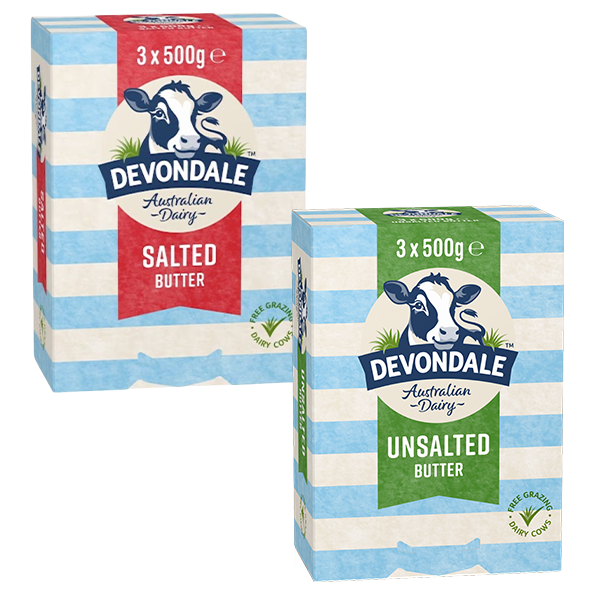 Devondale Salted and/or Unsalted Butter Blocks 3 x 500g