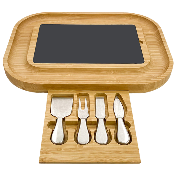 Carrara Bamboo Cheese Board with Stainless Steel Knives