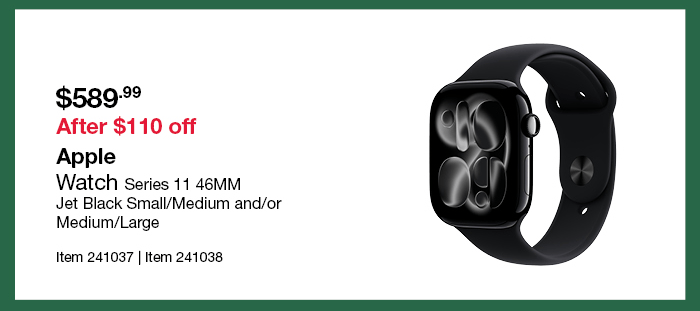 Apple Watch Series 11 46MM Jet Black Small/Medium and/or Medium/Large