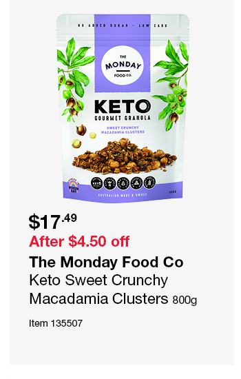 The Monday Food Co Keto Sweet Crunchy Macadamia Clusters 800g