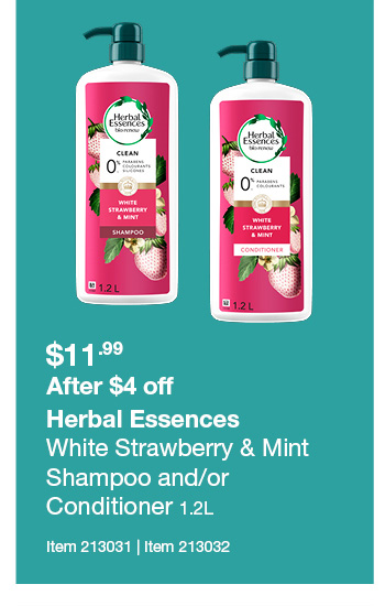 Herbal Essences White Strawberry & Mint Shampoo and/or Conditioner 1.2L