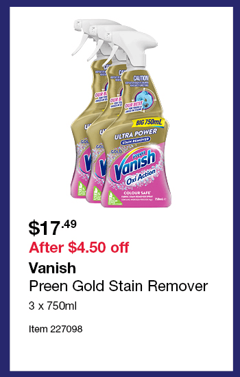 Vanish Preen Gold Stain Remover 3 x 750ml