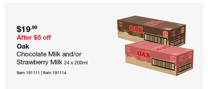 Oak Chocolate Milk and/or Strawberry Milk 24 x 200ml