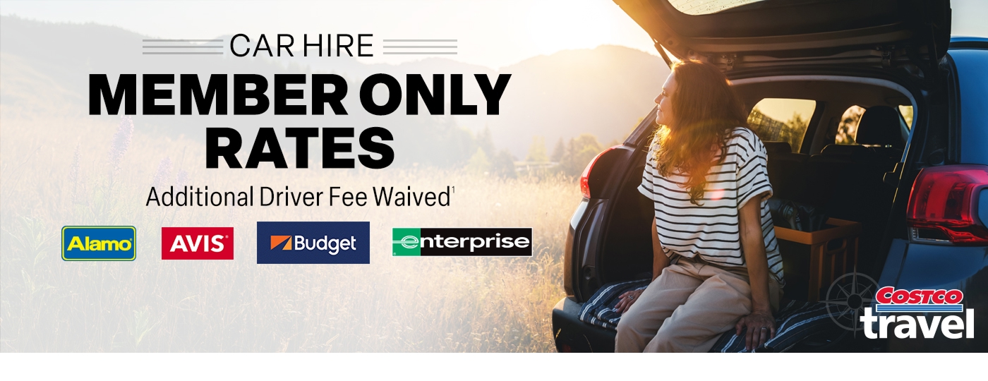 Car hire member only rates. Additional driver fee waived. Alamo avis budget enterprise Costco Travel