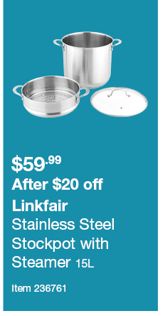 Linkfair Stainless Steel Stockpot with Steamer 15L