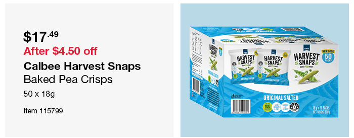 Calbee Harvest Snaps Baked Pea Crisps 50 x 18g