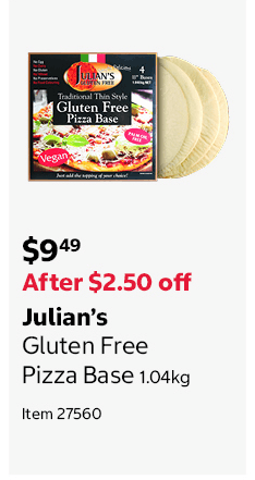 Julian’s Gluten Free Pizza Base 1.04kg