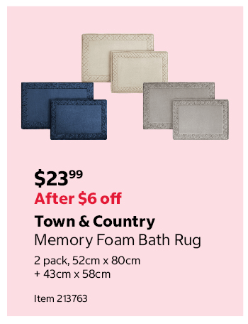 Town & Country Memory Foam Bath Rug 2 pack, 52cm x 80cm + 43cm x 58cm