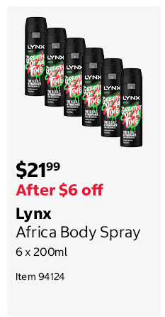 Lynx Africa Body Spray 6 x 200ml