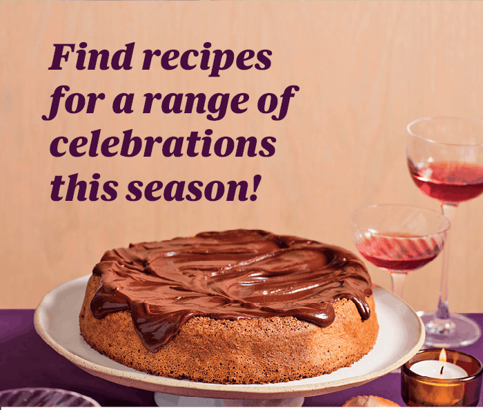 Find recipes for a range of celebrations this season! | chocolate walnut cake
