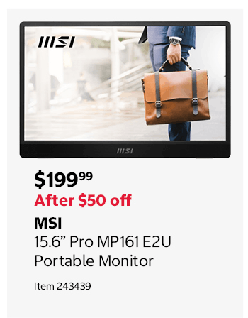 MSI 15.6” Pro MP161 E2U Portable Monitor