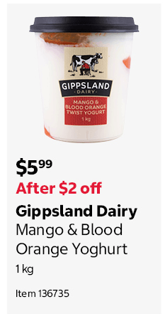 Gippsland Dairy Mango & Blood Orange Yoghurt 1kg