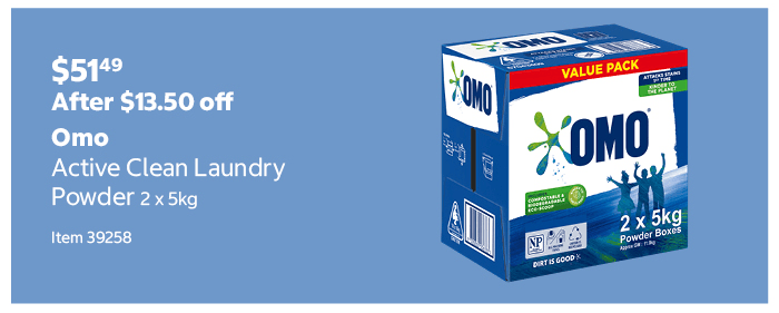 Omo Active Clean Laundry Powder 2 x 5kg