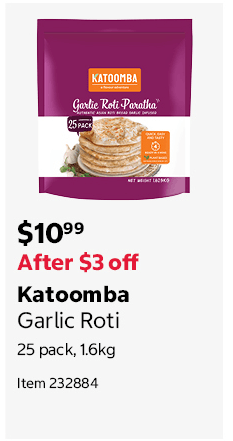 Katoomba Garlic Roti 25 pack, 1.6kg