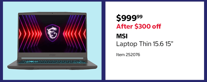 MSI Laptop Thin 15.6 15”