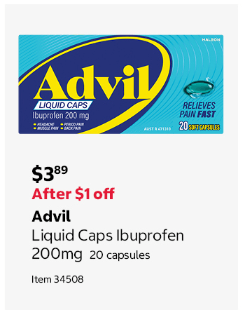 Advil Liquid Caps Ibuprofen 200mg 20 capsules