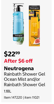 Neutrogena Rainbath Shower Gel Ocean Mist and/or Rainbath Shower Gel 1.18L