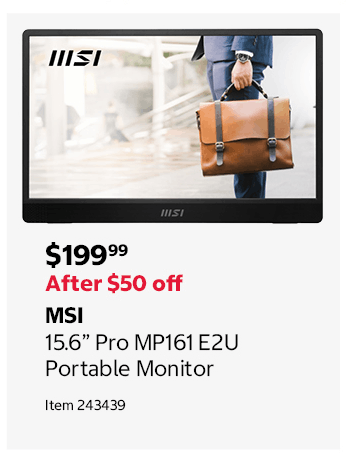 MSI 15.6” Pro MP161 E2U Portable Monitor