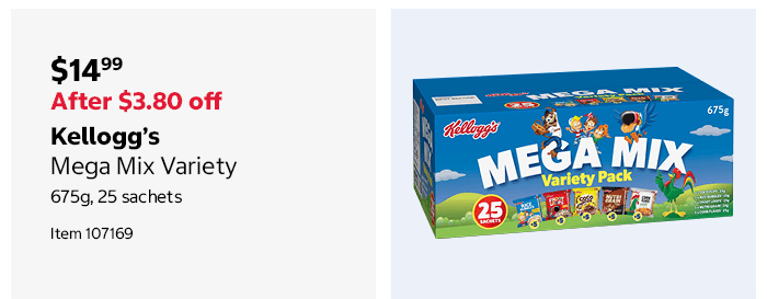 Kellogg’s Mega Mix Variety 675g, 25 sachets