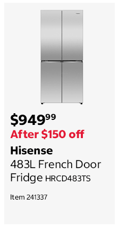 Hisense 483L French Door Fridge HRCD483TS