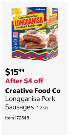 Creative Food Co Longganisa Pork Sausages 1.2kg
