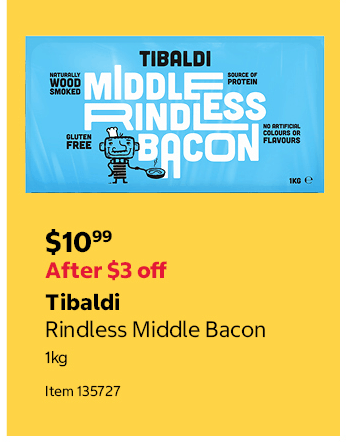 Tibaldi Rindless Middle Bacon 1kg