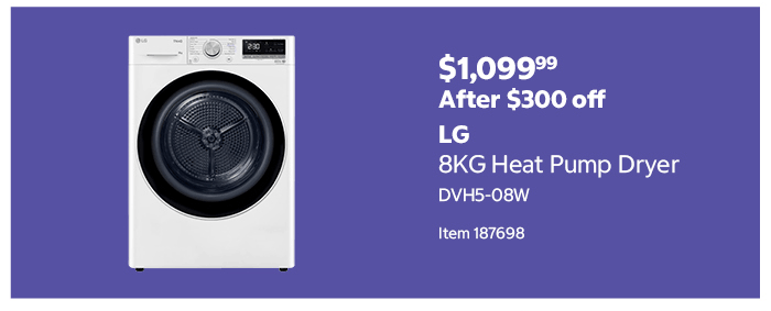 LG 8KG Heat Pump Dryer DVH5-08W