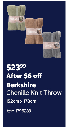 Berkshire Chenille Knit Throw 152cm x 178cm