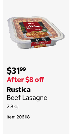 Rustica Beef Lasagne 2.8kg