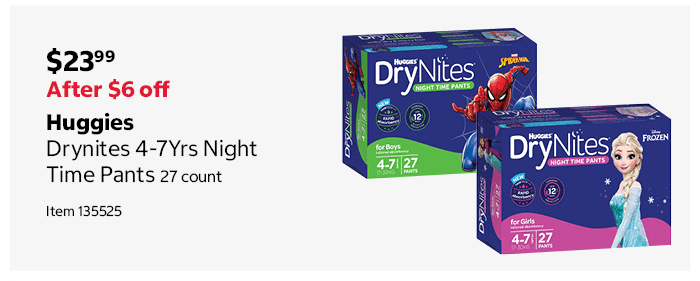 Huggies Drynites 4-7Yrs Night Time Pants 27 count