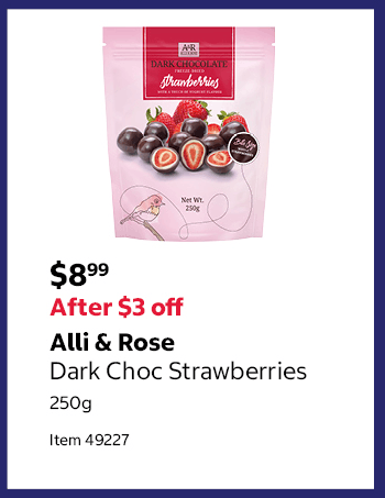 Alli & Rose Dark Choc Strawberries 250g