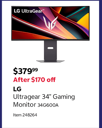 LG Ultragear 34” Gaming Monitor 34G600A Item 248264