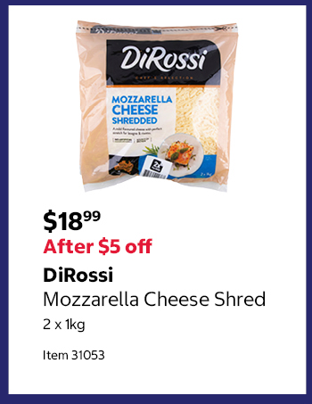 DiRossi Mozzarella Cheese Shred 2 x 1kg