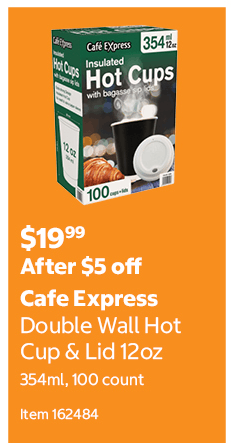 Cafe Express Double Wall Hot Cup & Lid 12oz 354ml, 100 count