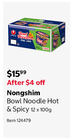 Nongshim Bowl Noodle Hot & Spicy 12 x 100g