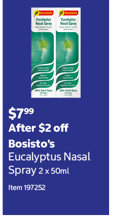 Bosisto’s Eucalyptus Nasal Spray 2 x 50ml