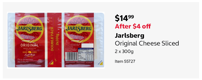 Jarlsberg Original Cheese Sliced 2 x 300g