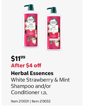 Herbal Essences White Strawberry & Mint Shampoo and/or Conditioner 1.2L