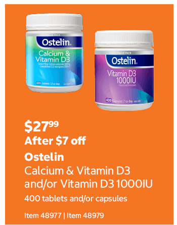 Ostelin Calcium & Vitamin D3 and/or Vitamin D3 1000IU 400 tablets and/or capsules