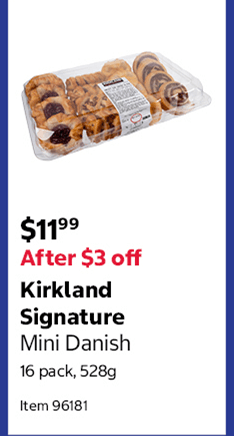 Kirkland Signature Mini Danish 16 pack, 528g Item 96181