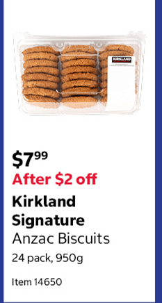 Kirkland Signature Anzac Biscuits 24 pack, 950g Item 14650