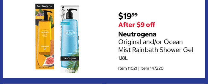 Neutrogena Original and/or Ocean Mist Rainbath Shower Gel 1.18L Item 11021 | Item 147220