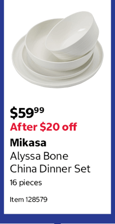 Mikasa Alyssa Bone China Dinner Set 16 pieces Item 128579
