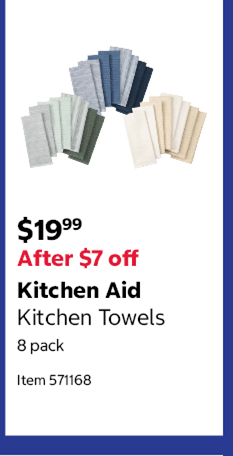 Kitchen Aid Kitchen Towels 8 pack Item 571168