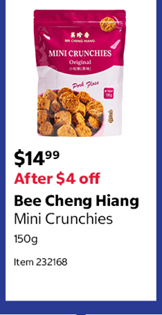 Bee Cheng Hiang Mini Crunchies 150g Item 232168