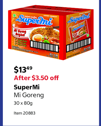 SuperMi Mi Goreng 30 x 80g Item 20883