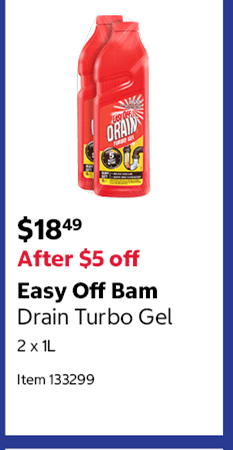 Easy Off Bam Drain Turbo Gel 2 x 1L Item 133299