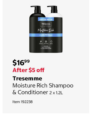 Tresemme Moisture Rich Shampoo & Conditioner 2 x 1.2L